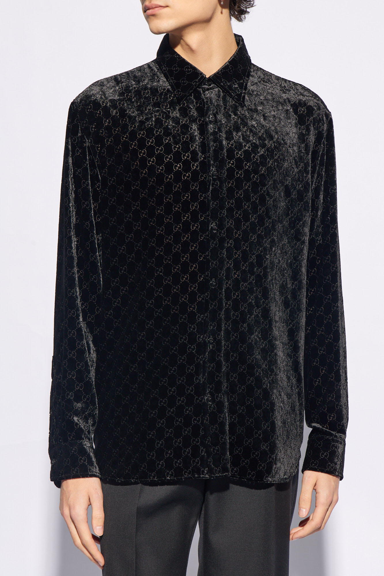gucci thin black logo belt - Black Velvet shirt gucci thin